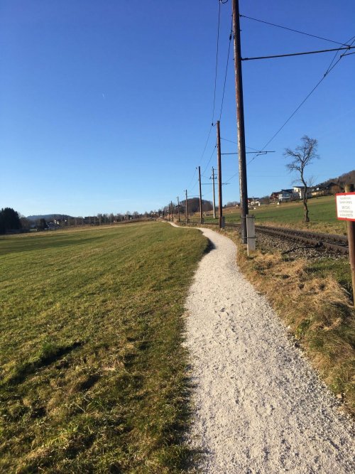 Weg neben Bahngleisen